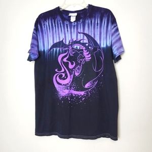 Disney villian malificent dragon black purple tie dye t-shirt Unisex Large